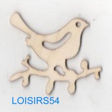 Oiseau bois sur une branche 35 mm x 50 mm à décorer
